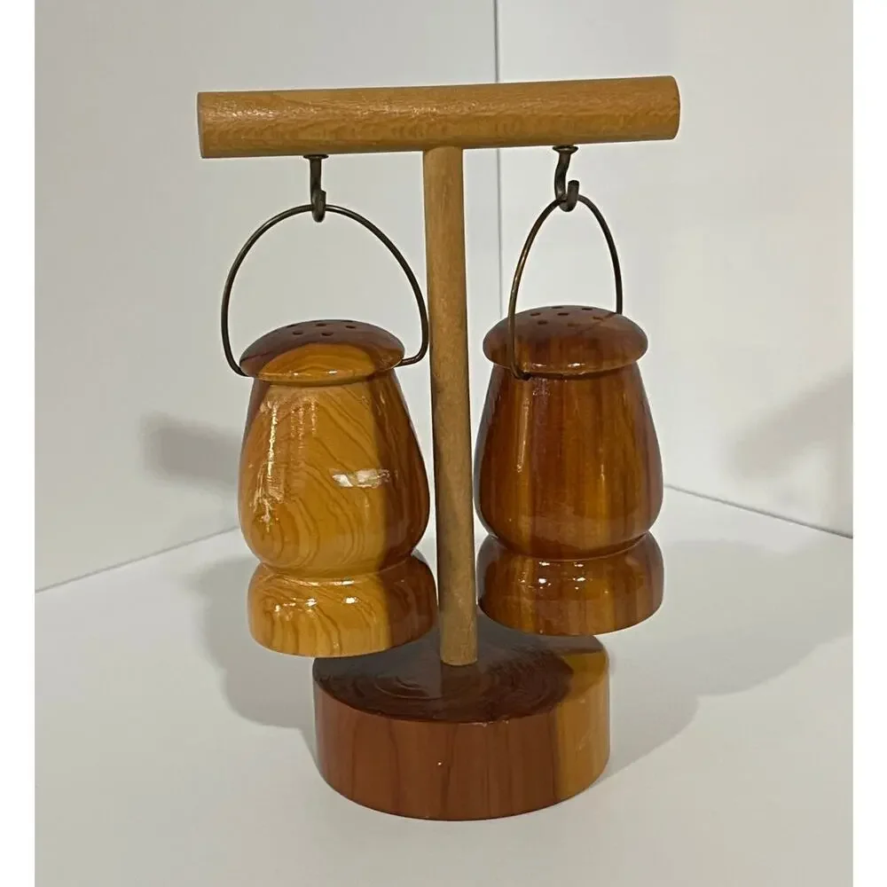 Boot Hill Dodge City KS Salt Pepper Shakers w/‎ Stand Western Cabin Souvenir Set